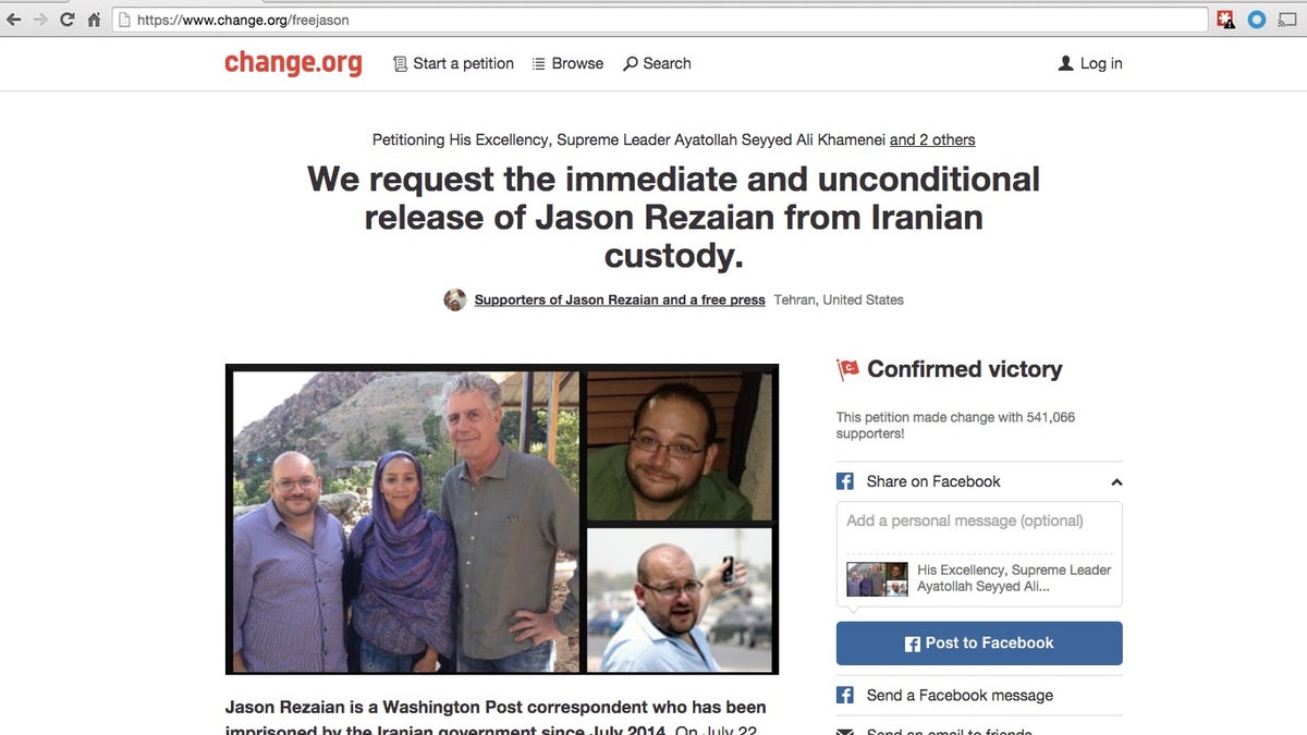 Rezaian petition screenshot