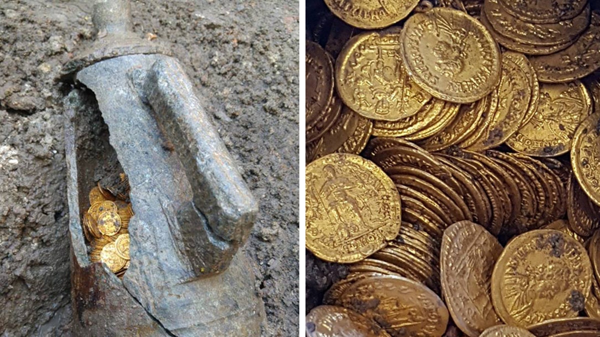 Huge hoard of Roman gold coins discovered in Italian theater