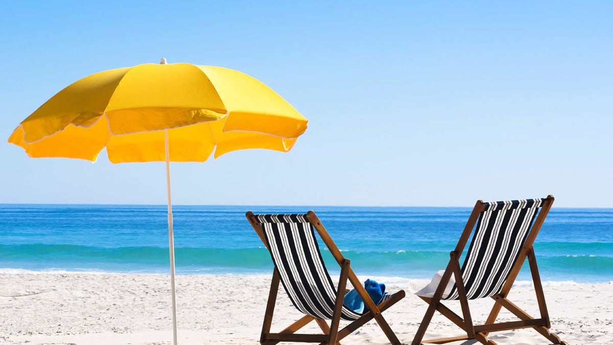 Beach chairs on sand