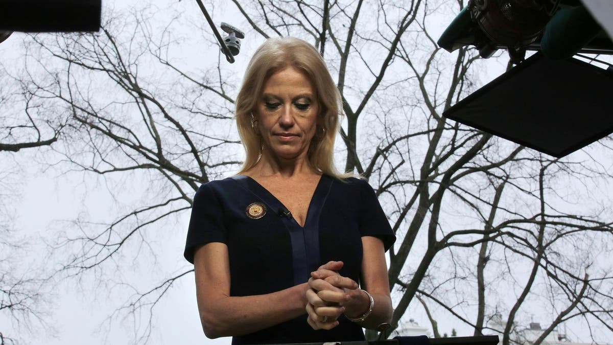 Counselor to U.S. President Donald Trump, Kellyanne Conway prepares to go on the air in front of the White House in Washington, U.S., January 22, 2017. REUTERS/Carlos Barria - RC1D60201C00