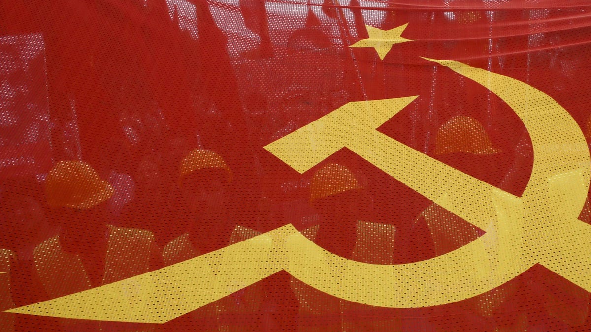 Soviet flag with hammer and sickle