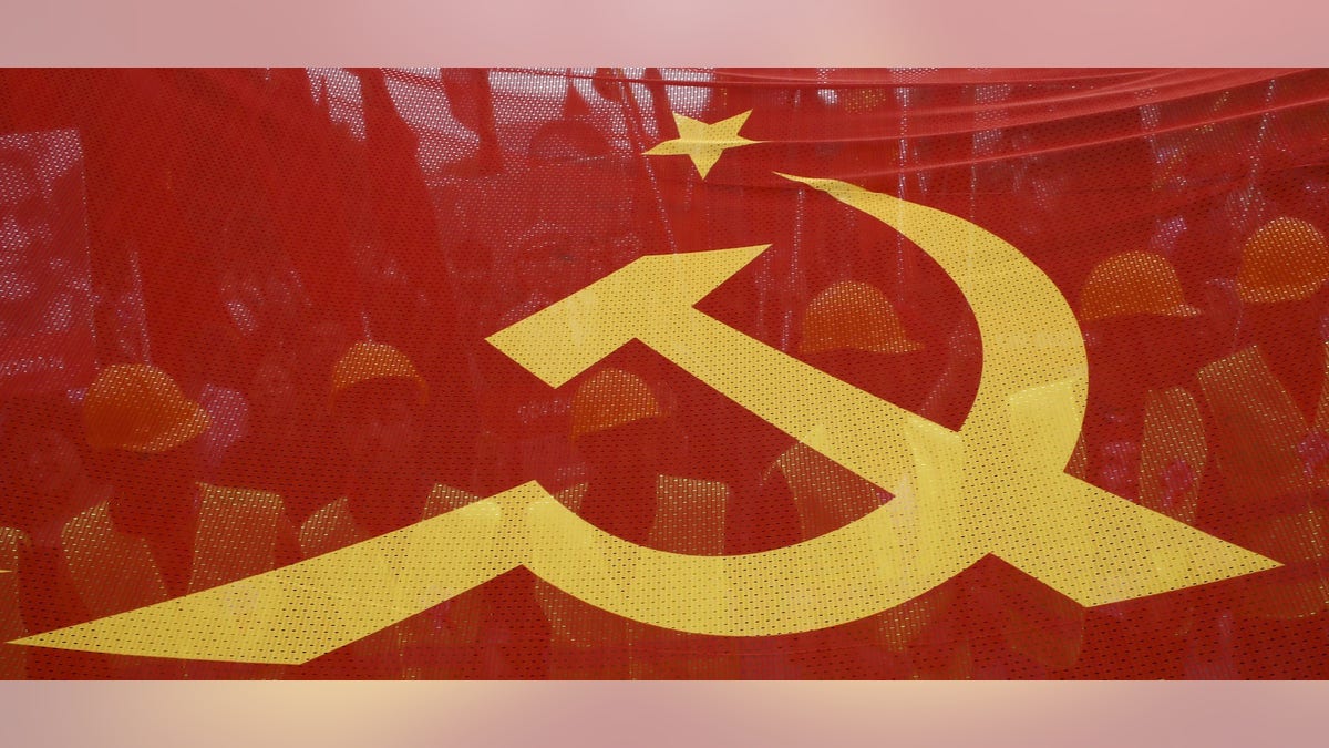 Soviet flag with hammer and sickle