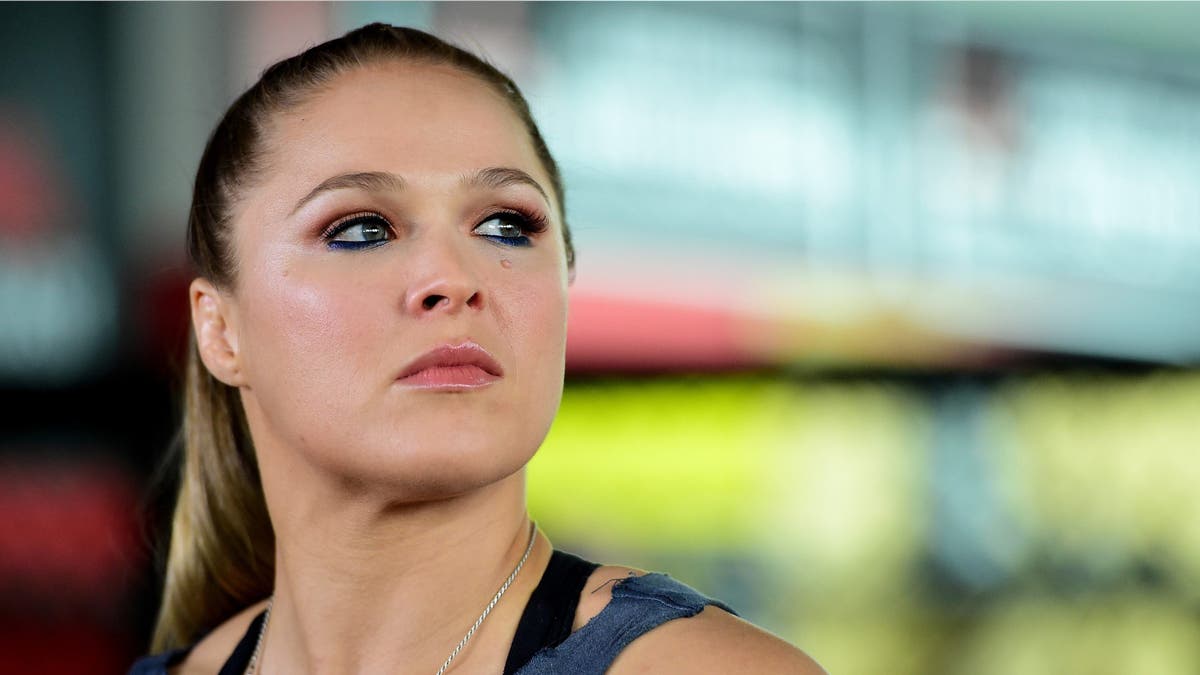 GLENDALE, CA - OCTOBER 27: Ronda Rousey speaks to media at a press conference leading up to her fight against Holly Holm in UFC 183 at the Glendale Fighting Club on October 27, 2015 in Glendale, California. (Photo by Harry How/Getty Images)