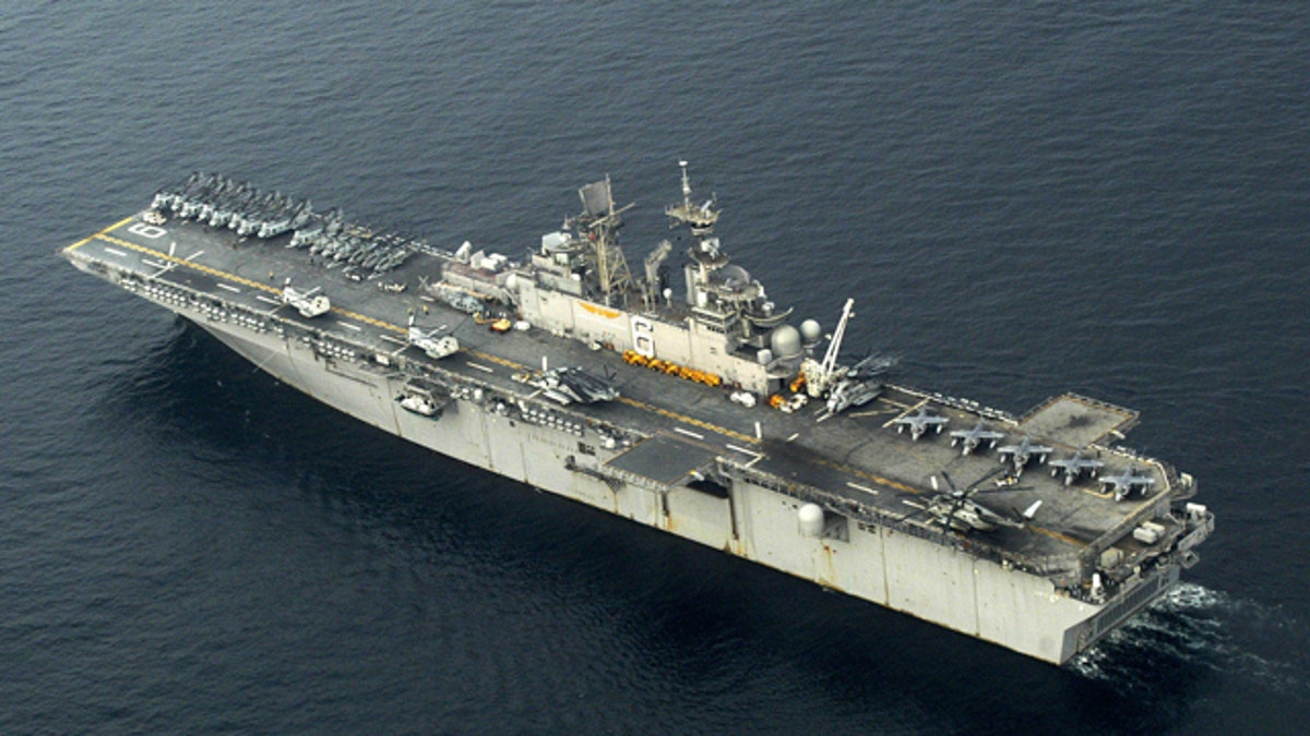 Jan. 4, 2005: FILE - In this file photo, the USS Bonhomme Richard (LHD 6) steams off the coast of Sumatra, Indonesia while conducting humanitarian assistance.