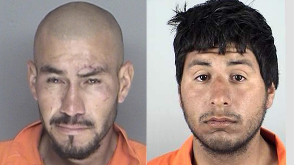 Victor Aureliano Martinez Ramirez, (l.), and Jose Fernando Villagomez, (r.), allegedly broke into the home of Marilyn Pharis on July 24. (Santa Maria Police Department)