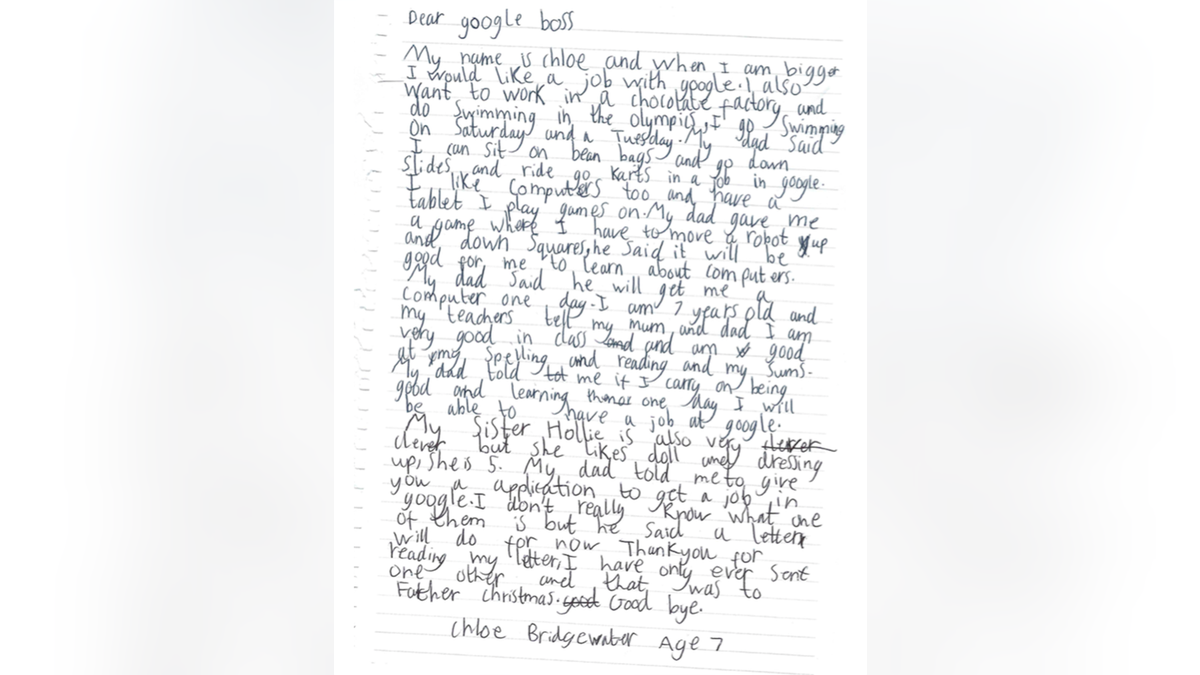 Chloe's letter to Google