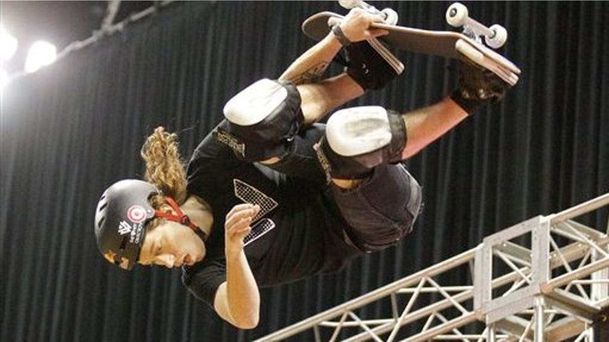 Olympian Shaun White skateboards at practice during the Dew Tour