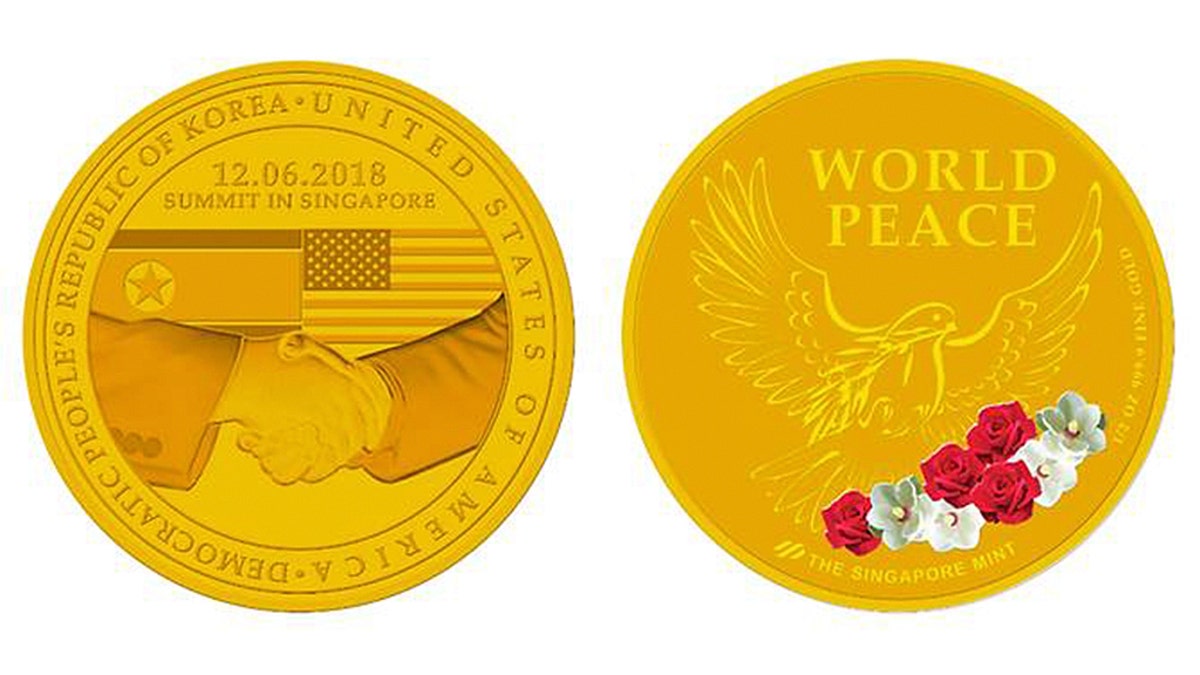 Singapore unveils commemorative coins for Trump, Kim summit