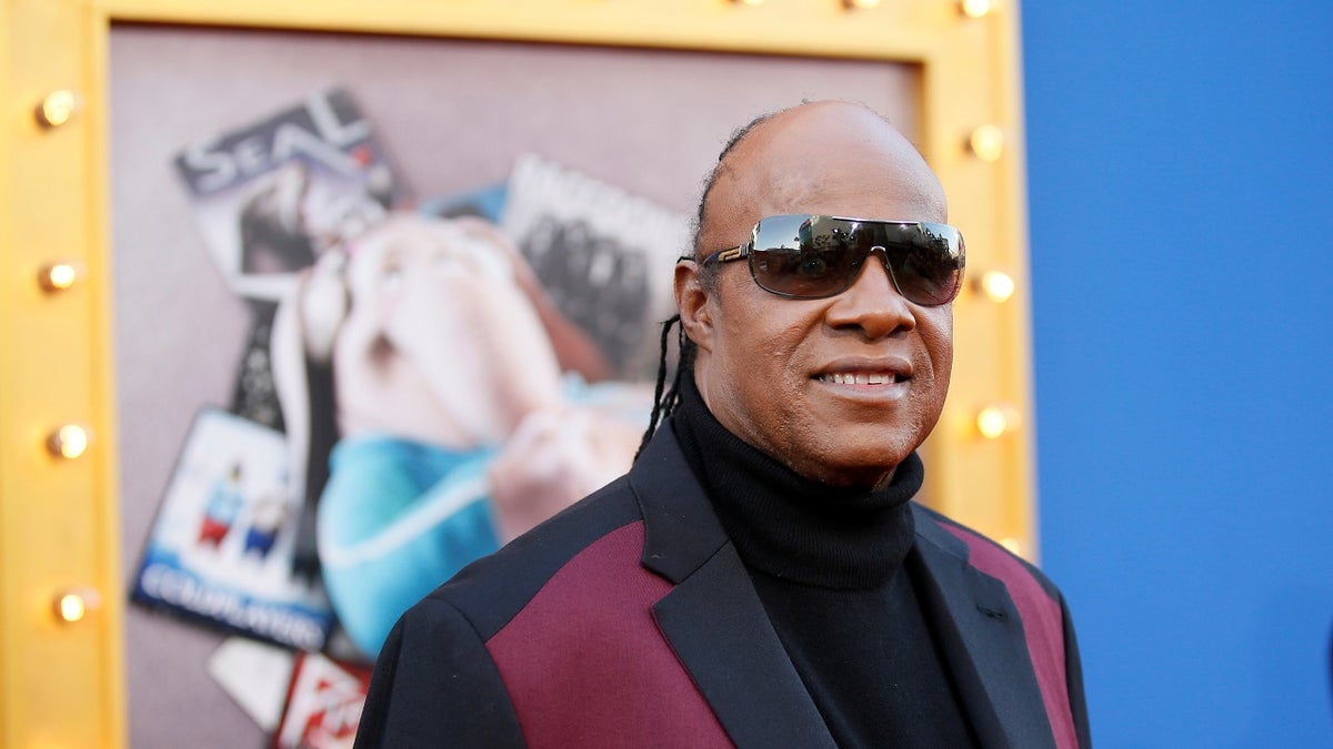 Musician Stevie Wonder poses at the world premiere of the film 