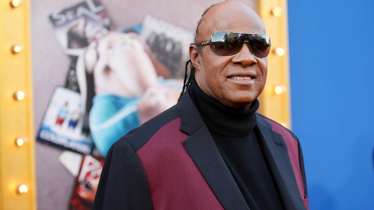 Musician Stevie Wonder poses at the world premiere of the film 