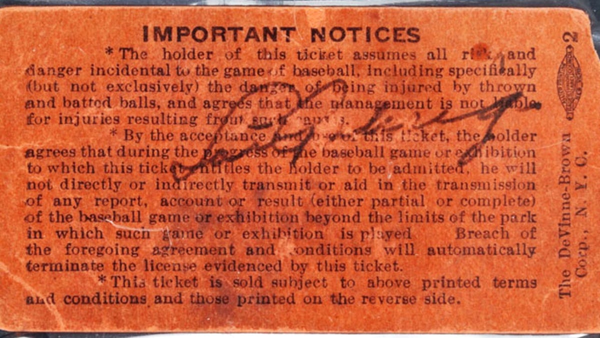Lou Gehrig Ticket Stub