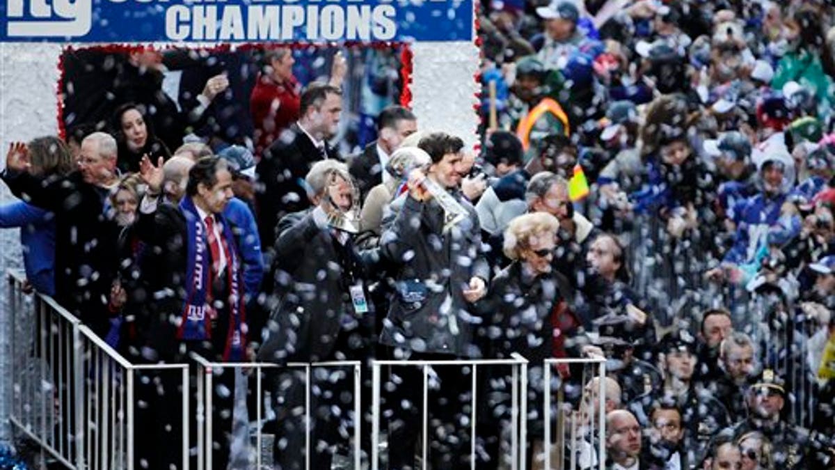 APTOPIX Super Bowl NYC Parade Football