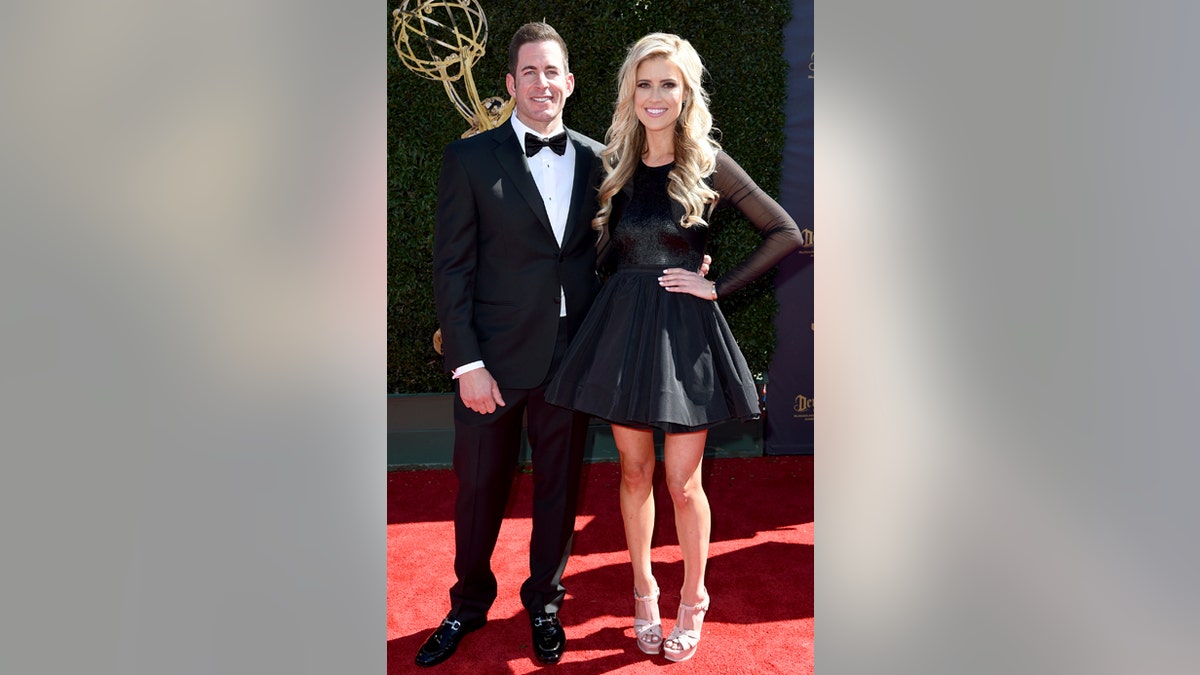 Tarek El Moussa, left and Christina El Moussa arrive at the 44th annual Daytime Emmy Awards at the Pasadena Civic Center on Sunday, April 30, 2017, in Pasadena, Calif.