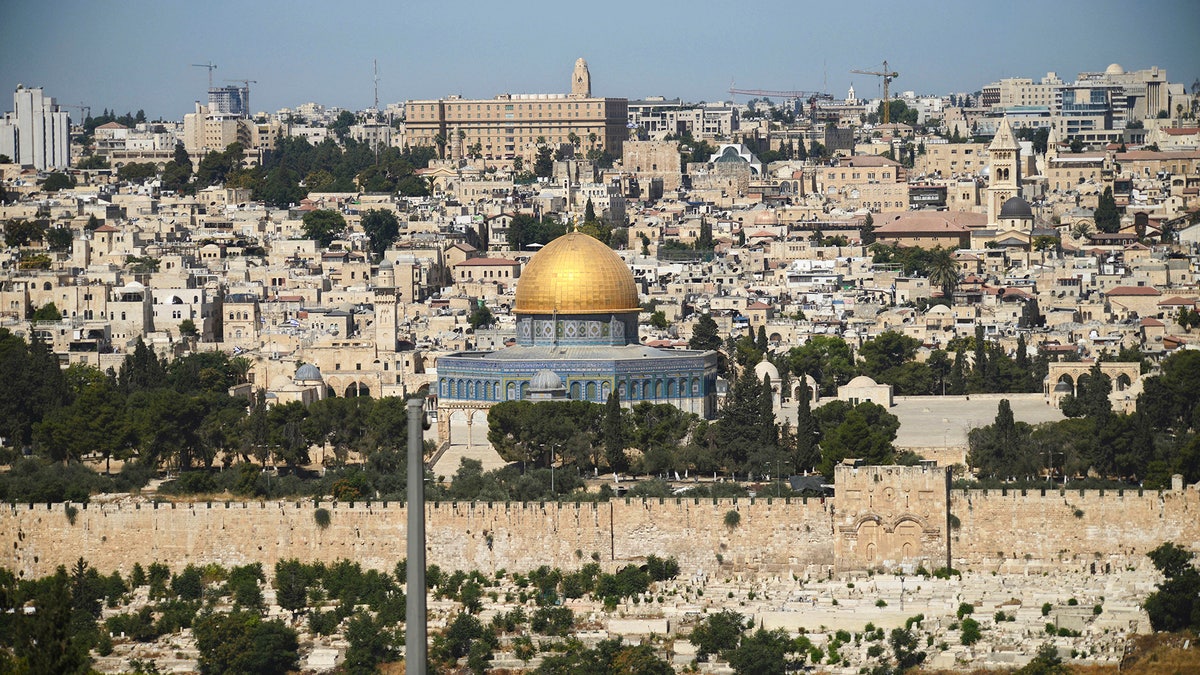 The Dome of the Rock Mosque in the Al Aqsa Mosque compound is seen in Jerusalem's Old City Saturday, July 15, 2017. On Friday, three Palestinian assailants opened fire from a sacred site known to Muslims as the Noble Sanctuary and to Jews as the Temple Mount, inside the walled Old City, killing two Israeli police officers before being shot dead. (AP Photo/Mahmoud Illean)