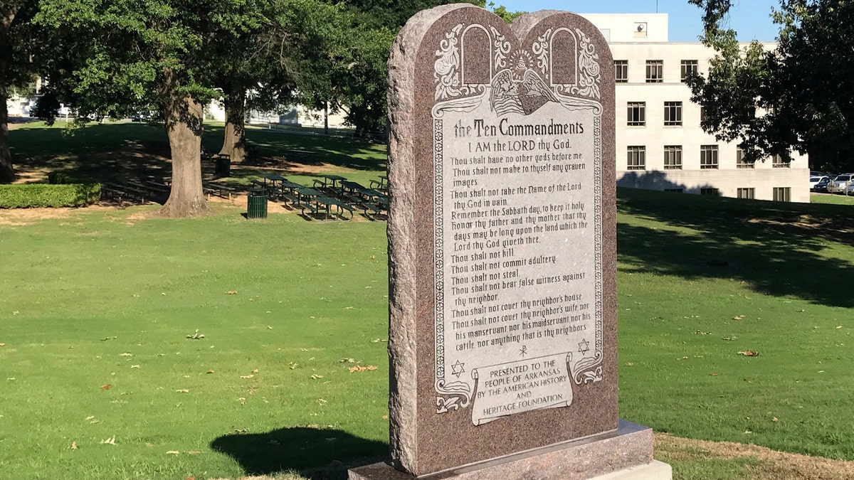 Ten Commandments Arkansas before crash AP