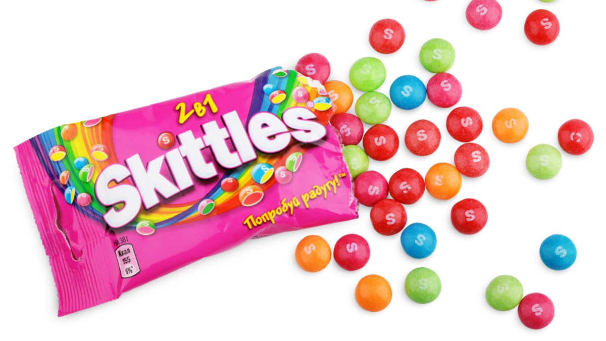 Unwrapped Skittles candy