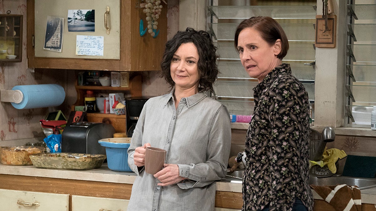 Sara Gilbert and Laurie Metcalf appear in "The Conners" premiere.