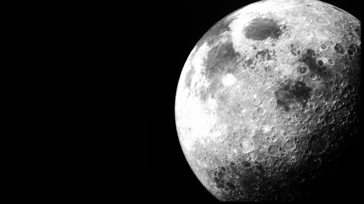 After Apollo 12 left lunar orbit on November 24, 1969, this image of the moon was taken from the command module.