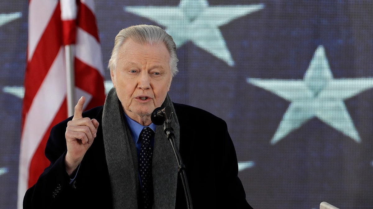 Actor Jon Voight speaks during a pre-Inaugural 