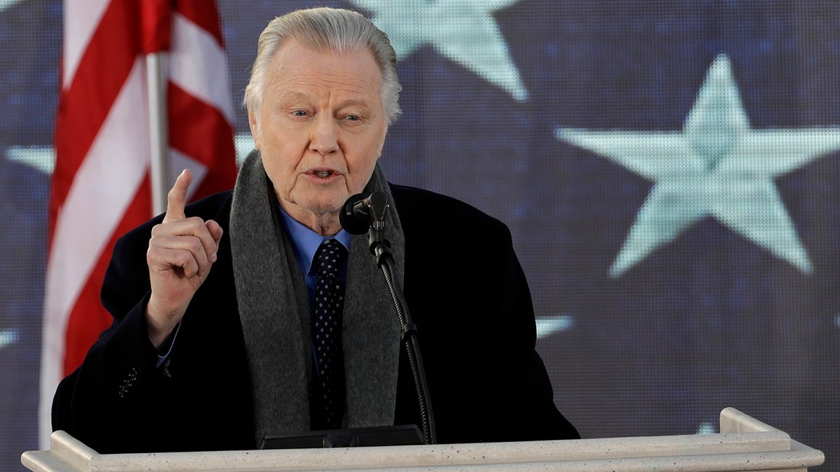 Actor Jon Voight speaks during a pre-Inaugural 