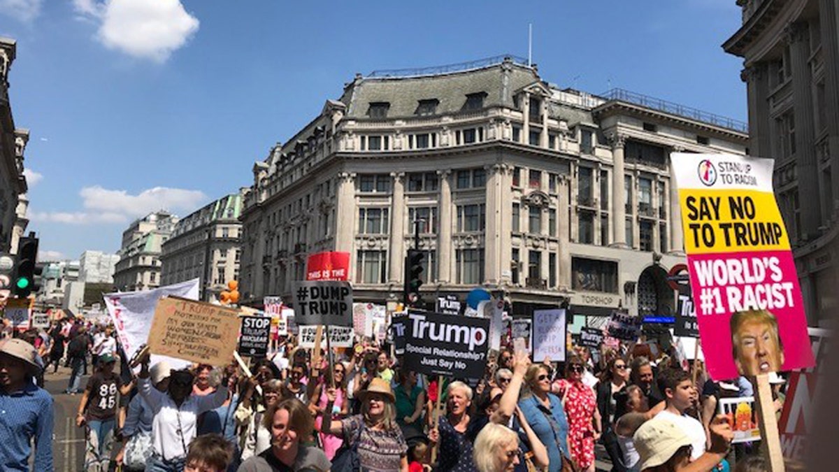 Thousands March Against Trump In Rowdy London Protests Fox News 