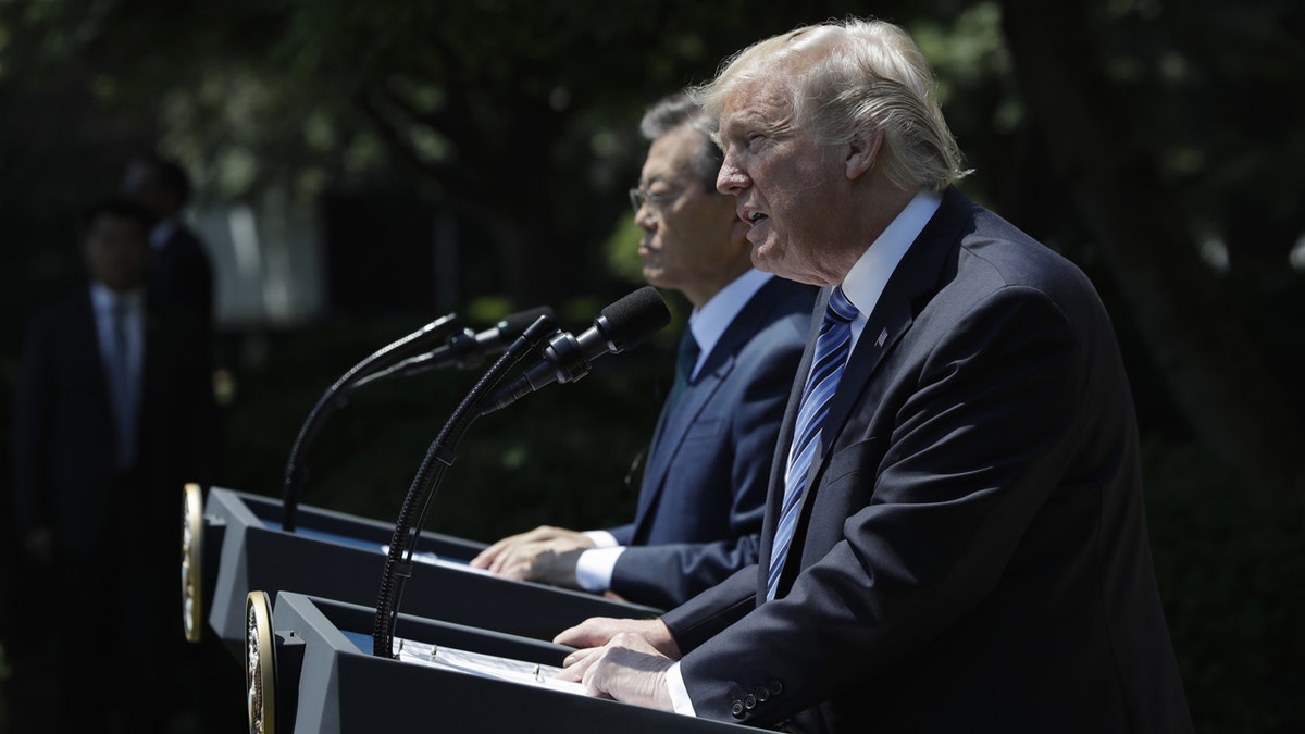 President Donald Trump, South Korea Moon Jae-in FBN AP