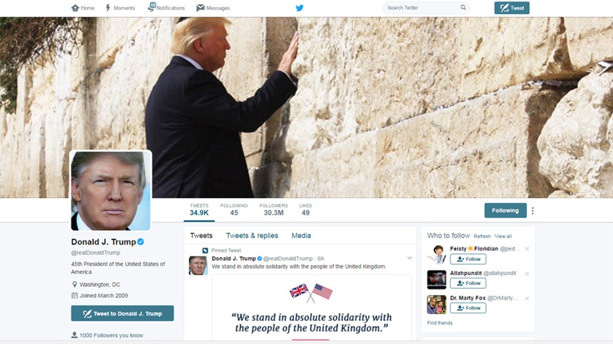 Trump Twitter Western Wall