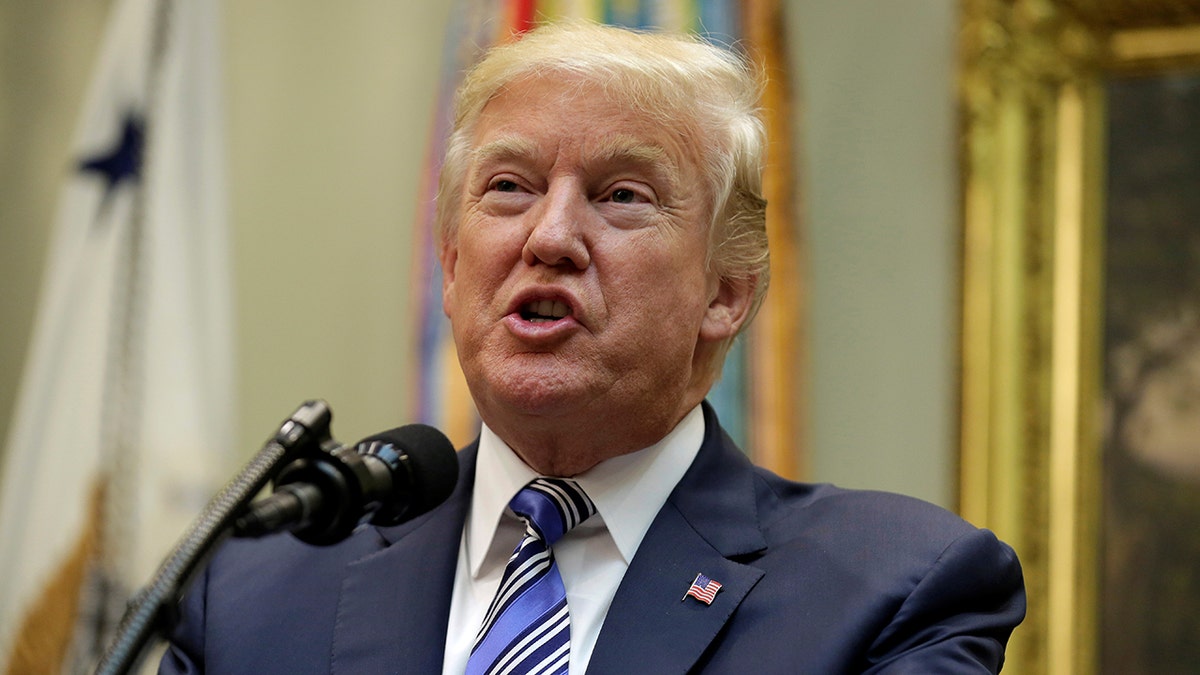 U.S. President Donald Trump speaks during a Department of Veterans Affairs Telehealth event at the White House in Washington, U.S., August 3, 2017. REUTERS/Joshua Roberts - RTS1A9VU