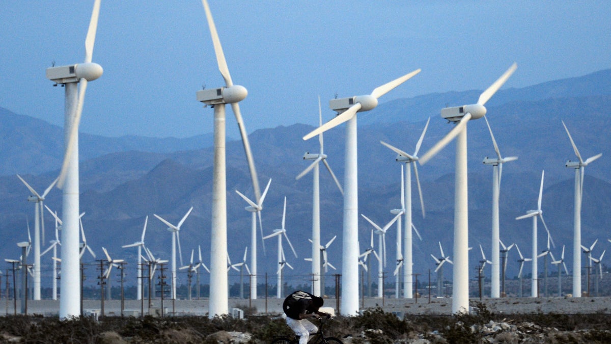 Wind turbines in Palm Springs, Calif.