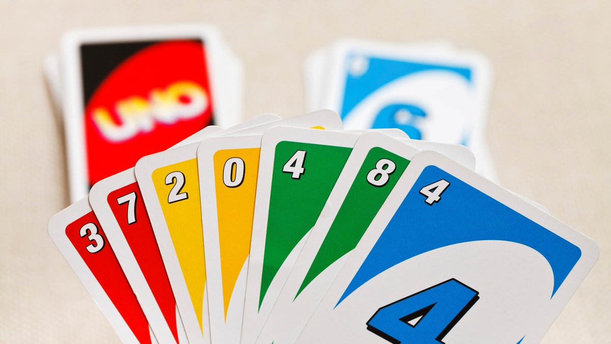 Uno game cards in player hand