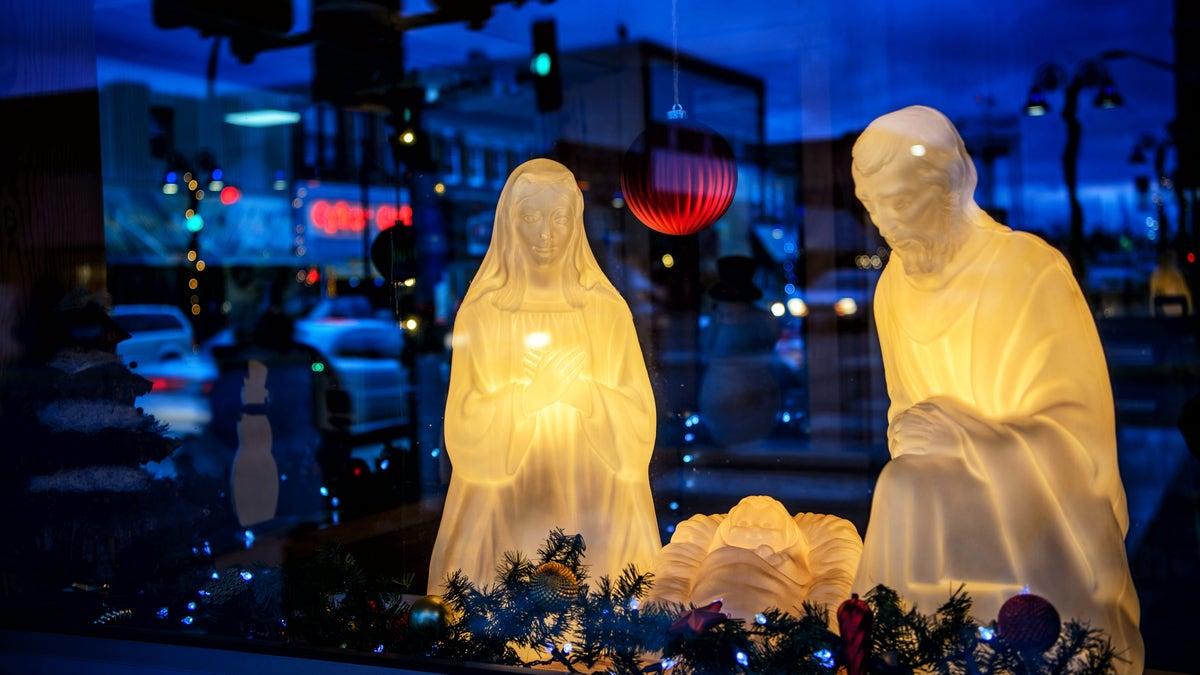 A nativity scene is displayed in Wadena, Minn., Thursday, Dec. 10, 2015. (Glen Stubbe/Star Tribune via AP) MANDATORY CREDIT