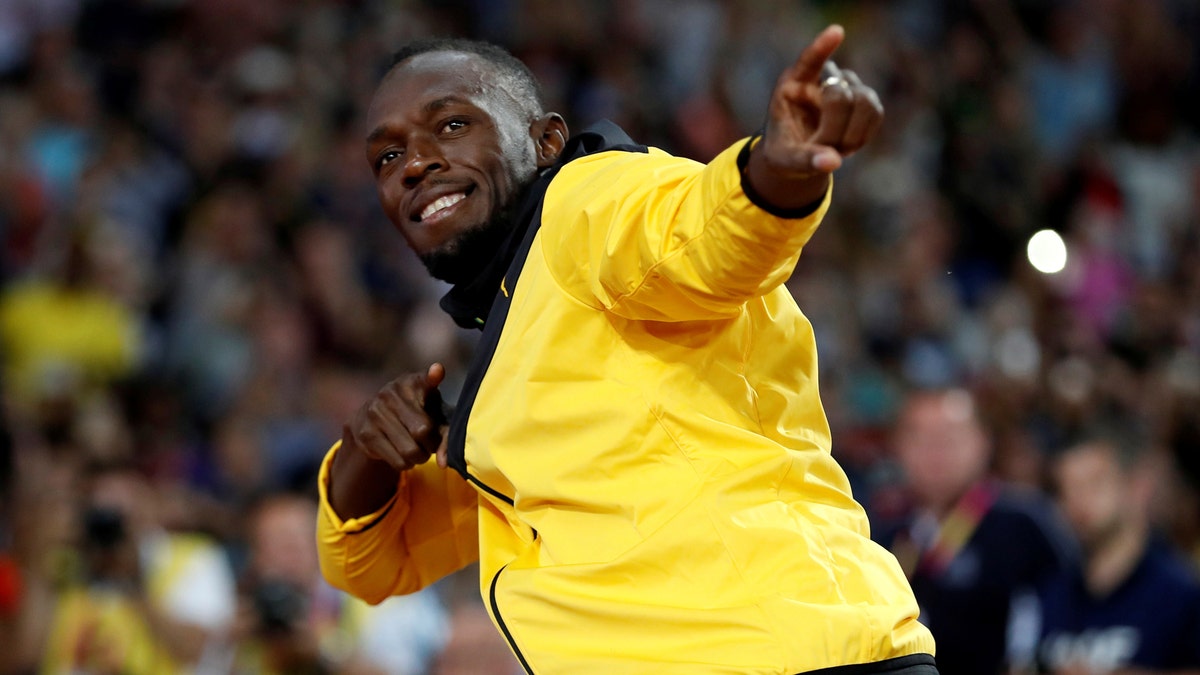 Athletics - World Athletics Championships  Usain Bolt's farewell ceremony  London Stadium, London, Britain  August 13, 2017  Usain Bolt of Jamaica gestures. REUTERS/Phil Noble TPX IMAGES OF THE DAY - RC1DB4FBF5C0