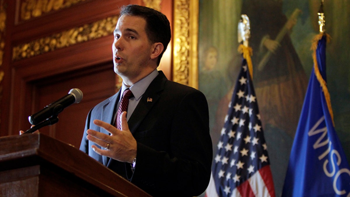 Nov. 14, 2013: Wisconsin Gov. Scott Walker speaks at the state Capitol in Madison, Wis.