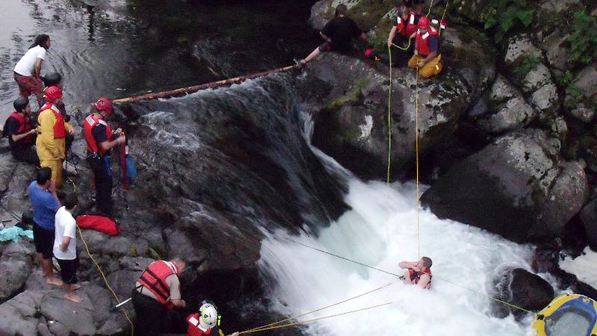 APTOPIX Waterfall Rescue