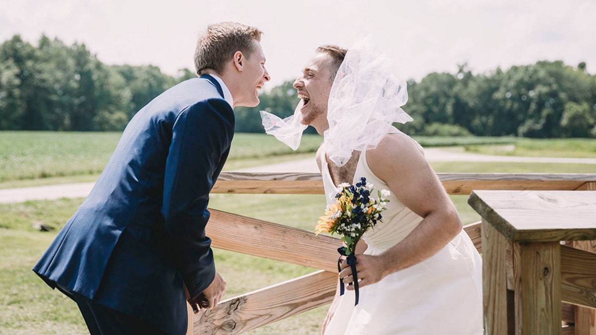 Indiana bride surprises groom with hilarious first look photos