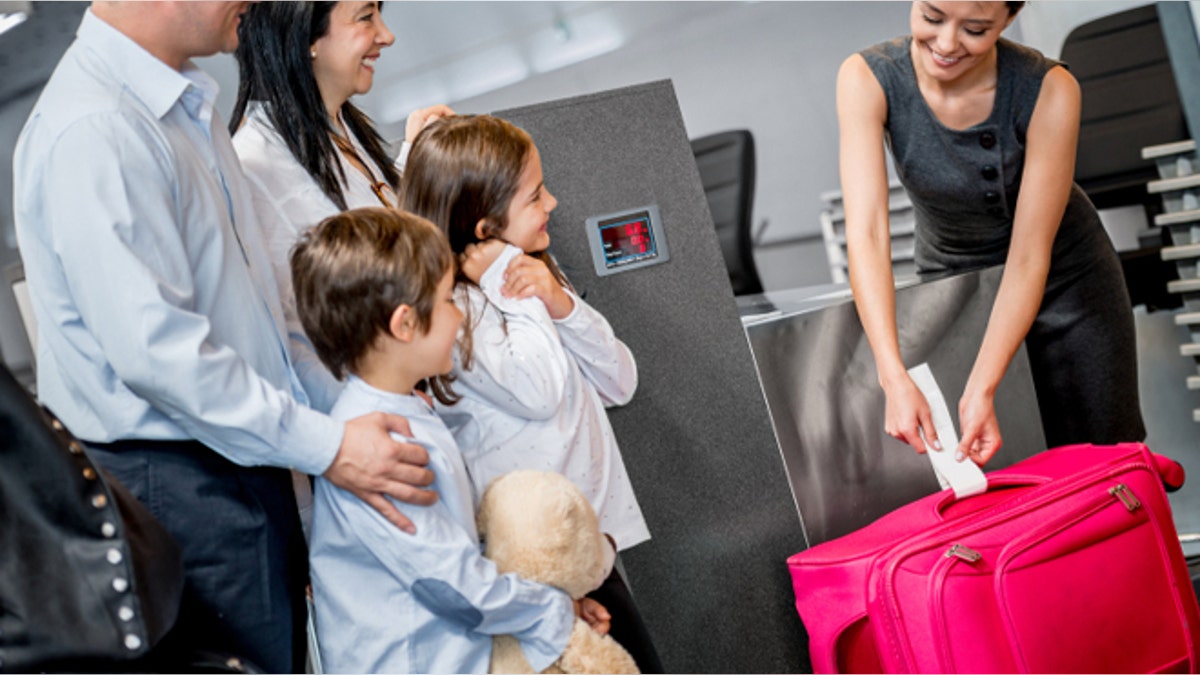 Family doing check-in