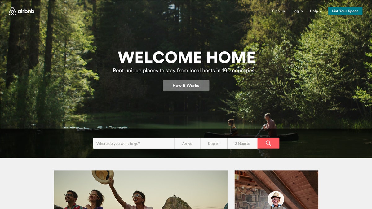 airbnb homepage