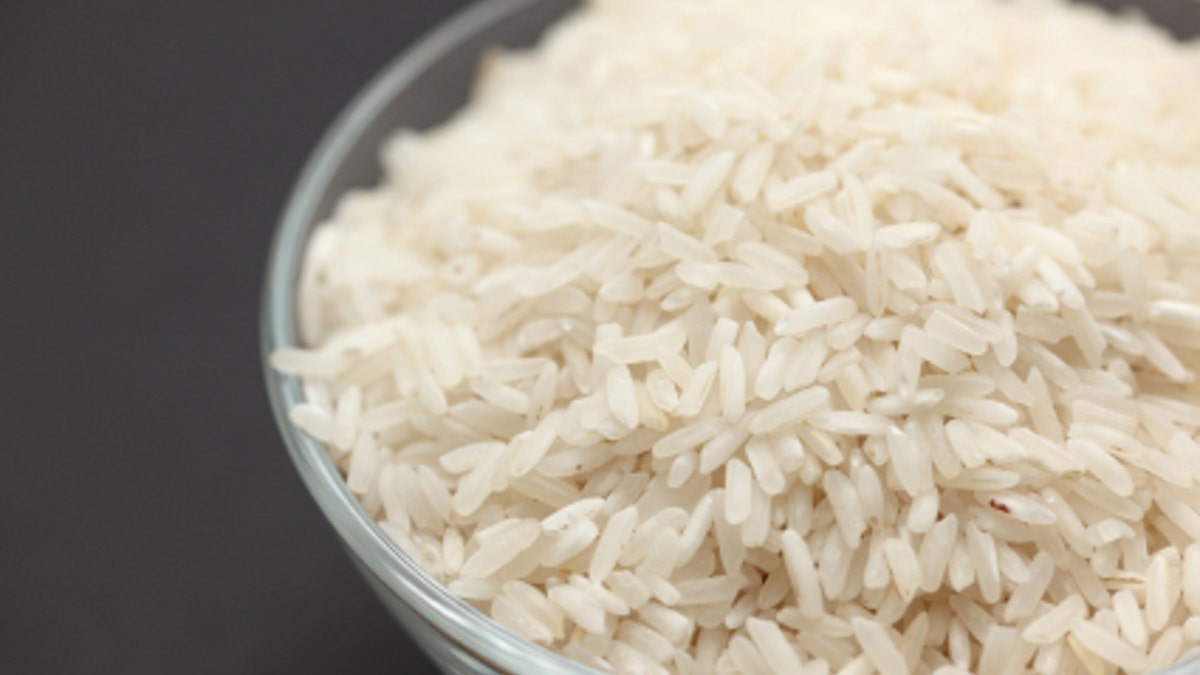 Rice in a glass bowl