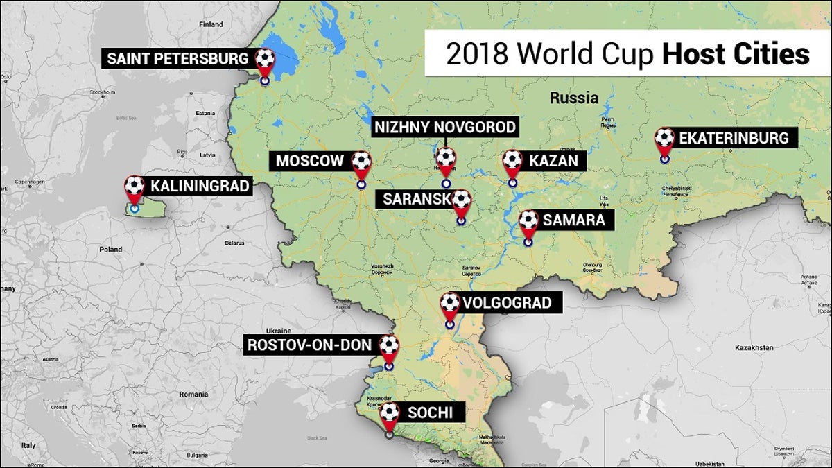 world cup stadiums map