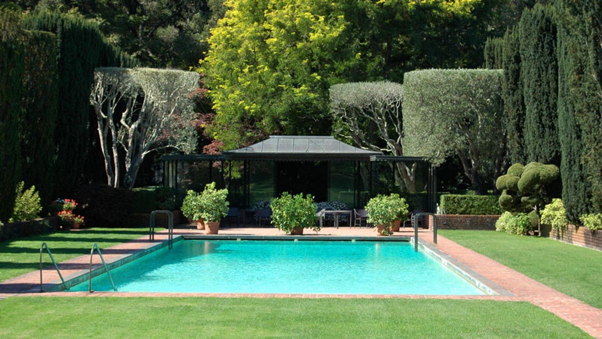 swimming pool in formal garden
