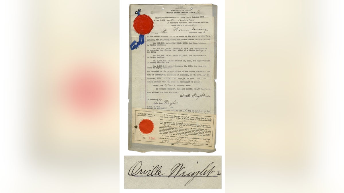 Surat Orville Wright, dokumen paten lainnya akan dilelang