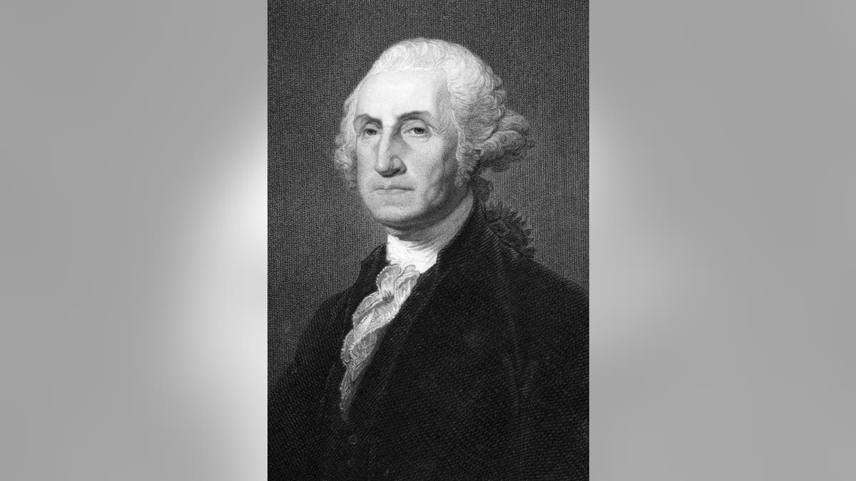 George Washington (1731-1799) on engraving from 1837. First President of the U.S.A. during 1789-1797 and commander of the Continental Army in the American Revolutionary War during 1775-1783. Considered as Father of his country. Engraved by W.Humphreys after a picture by G.Stewart and published in The Gallery Of Portraits With Memoirs, London Charles Knight, Ludgate Street.