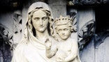 "Mother Mary and Baby Jesus statue at Westminster Abbey in London, England. Other images of the London Eye, Big Ben, Parliament and Westminster Abbey:"