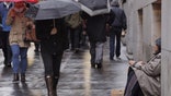 A homeless person is seen on the street in New York City