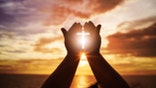 Human hands open palm up worship. Eucharist Therapy Bless God Helping Repent Catholic Easter Lent Mind Pray. Christian Religion concept background. fighting and victory for god