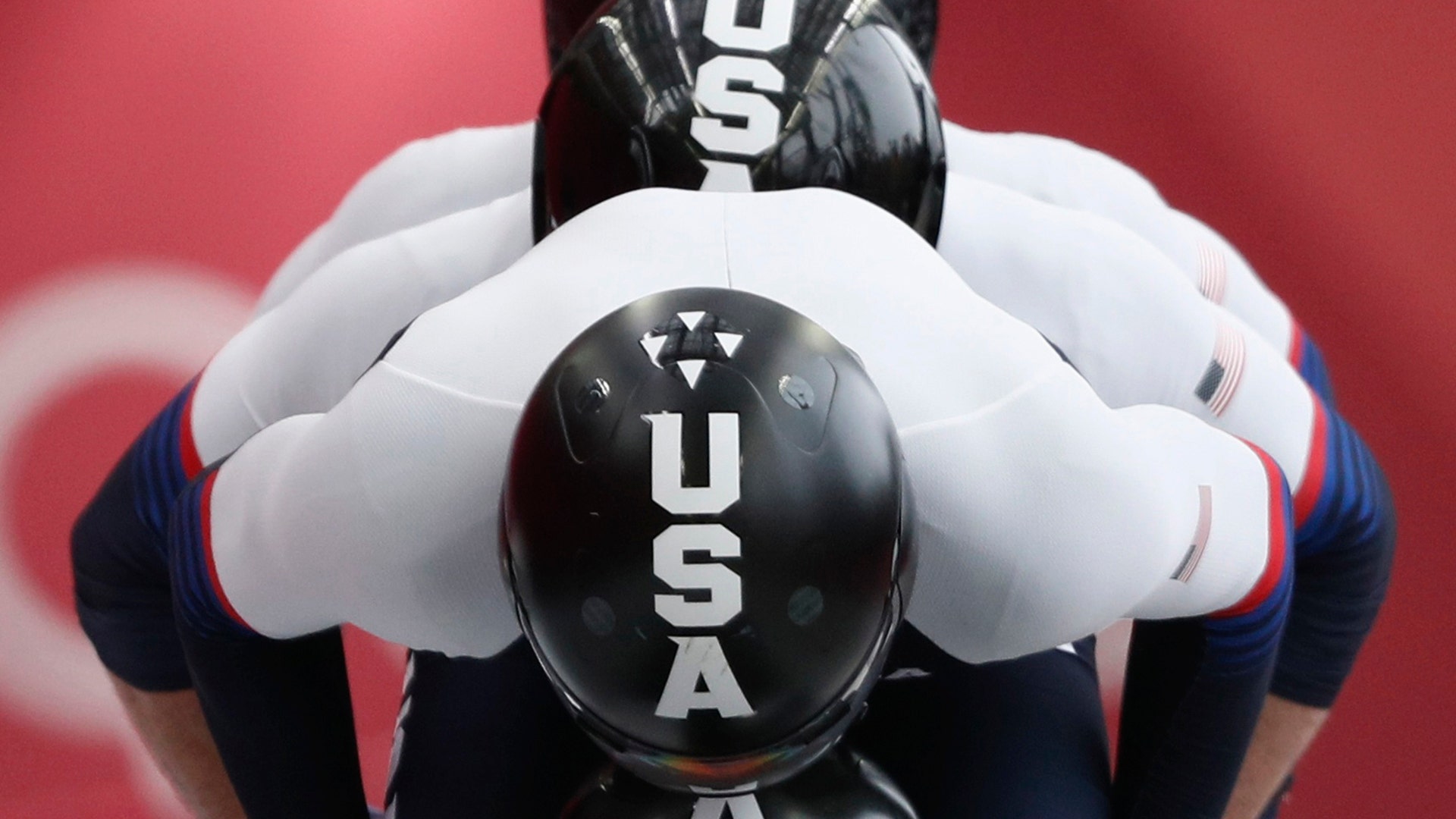 Codie Bascue Evan Weinstock Steven Langton and Samuel McGuffie of the U.S. prepare to start