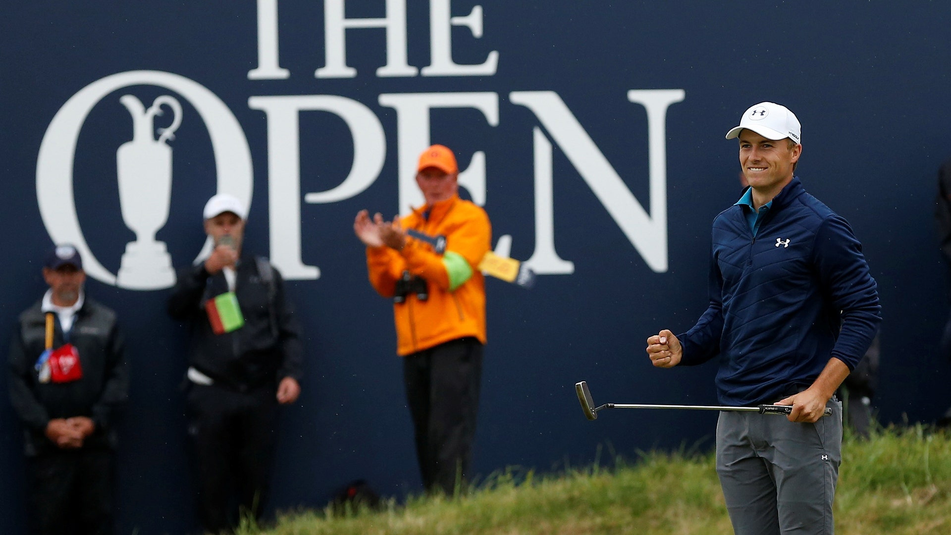 Jordan Spieth celebrates after winning The British Open Golf Championship in Southport, Britain, July 23