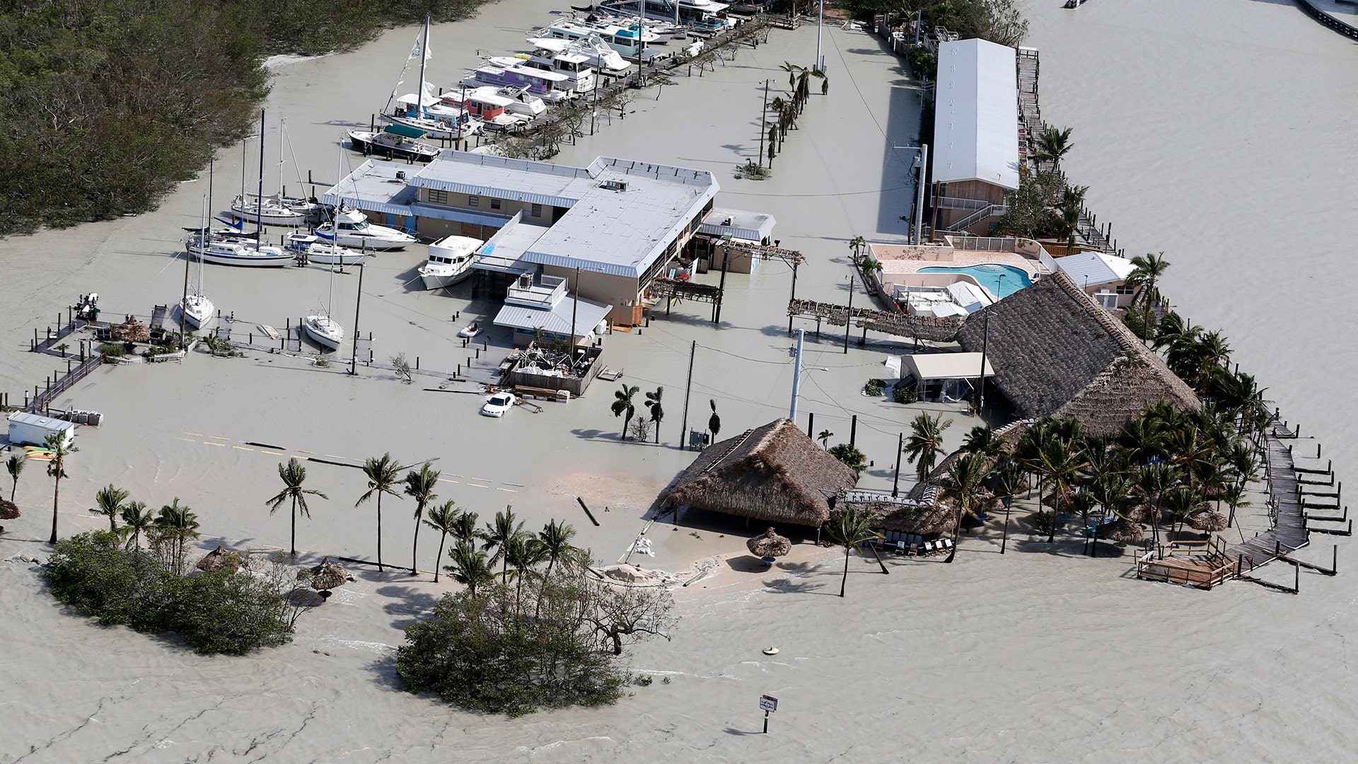 Floodwaters surround Gilbert's Resort in the aftermath of Hurricane Irma in Key Largo, Fla., September 11, 2017