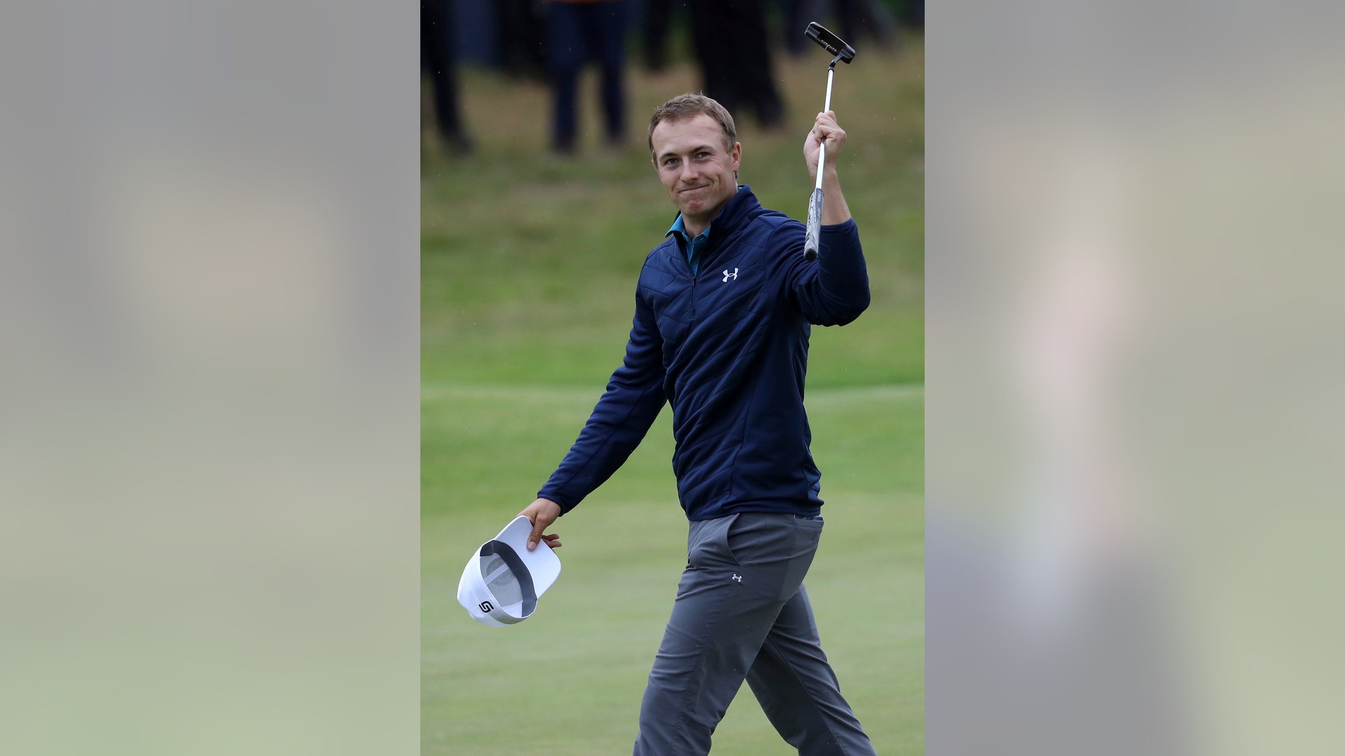 Jordan Spieth celebrates winning the British Open Golf Championship at Royal Birkdale, in Southport, Britain, Sunday