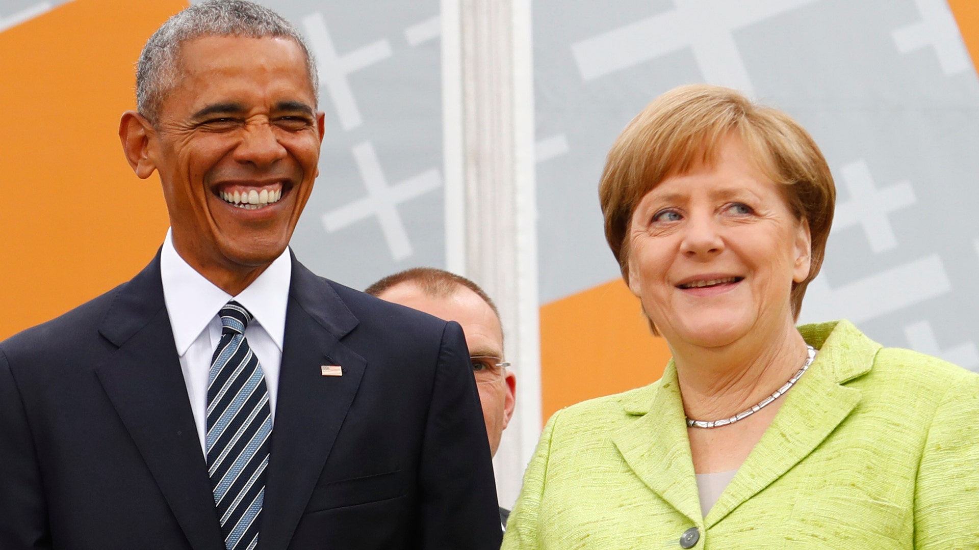 German Chancellor Angela Merkel and former President Barack Obama at the German Protestant Kirchentag in Berlin, Germany, May 25, 2017